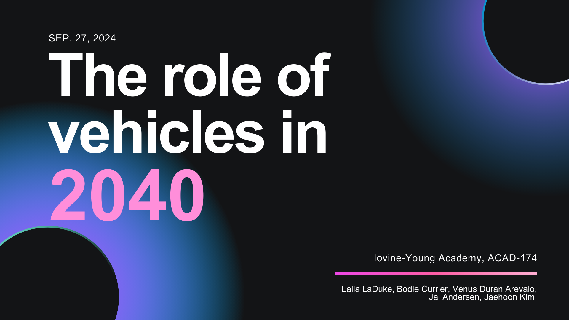 The Role of Vehicles in 2040